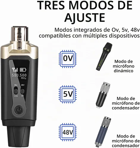 Vista 6 de Depusheng Receptor transmisor de guitarra inalámbrico T9, receptor transmisor de micrófono inalámbrico XLR Sistema inalámbrico para micrófono