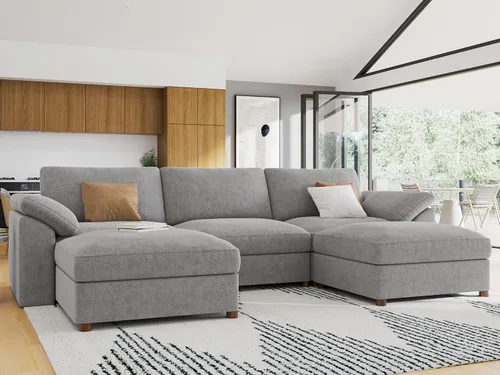 Vista 32 de EASE MOOSE Sofá modular verde seccional de gran tamaño en forma de L Pana verde