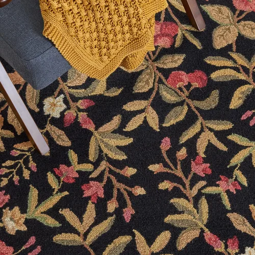 Vista 6 de SAFAVIEH Chelsea Collection - Alfombra decorativa de 1 pies 8 pulgadas x 2 pies 6 pulgadas, color negro, lana de campo francesa enganchada a mano