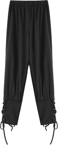 Vista 3 de ranrann Pantalones piratas medievales con bandas de tobillo para niños, gótico, renacentista, disfraz de pirata vikingo para Halloween y cosplay