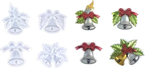 Vista 2 de Molde de resina epoxi reutilizable para decoración de interiores y exteriores, campana de Navidad, molde de silicona para decoración del hogar