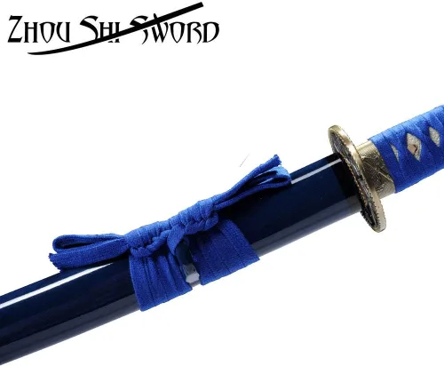 Vista 3 de Samurai Katana Warrior Sharp Sword 1060 Acero de alto carbono Espiga completa Forja de mano japonesa vaina