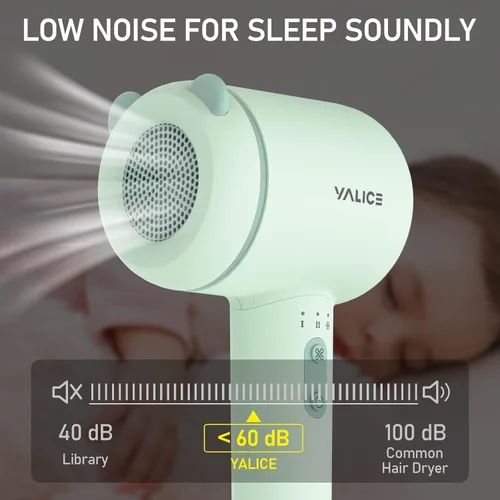 Vista 5 de YALICE Cordless Hair Dryer for Baby and Kids, Portable Travel Blow Dryer with Gentle Airflow & Low Heat Ionic Care for Infant, 3 Speed Settings