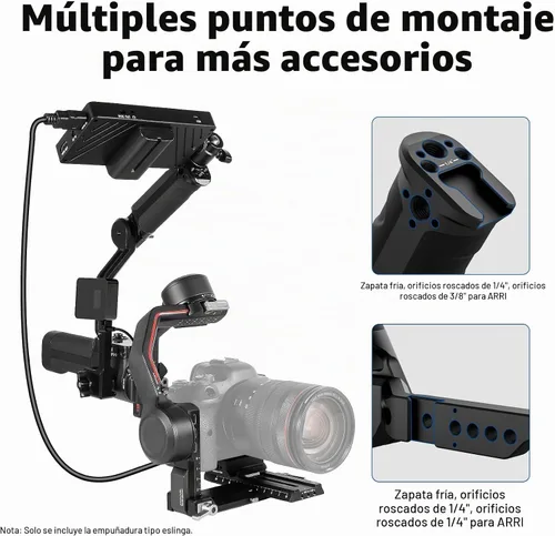 Vista 4 de NEEWER Mango de agarre de correa ajustable compatible con DJI Ronin RS4 RS3 Mini RS 3 Pro RS 2 RSC 2 estabilizador de cardán para disparos de ángulo