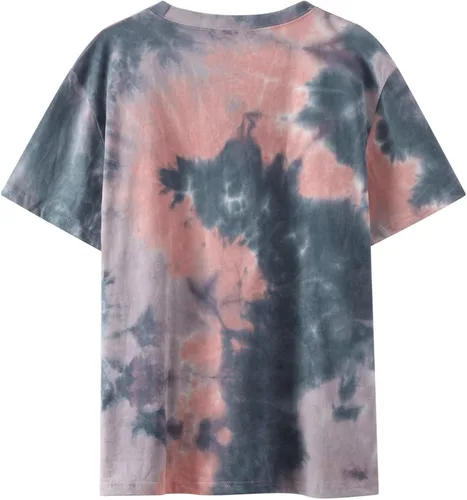 Vista 3 de Camiseta casual de manga corta con cuello redondo y estampado de teñido anudado para mujer
