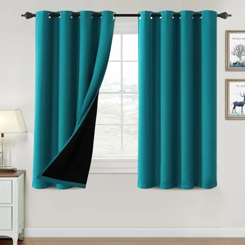 Vista 104 de H.VERSAILTEX Cortinas 100% de opacidad para dormitorio, con aislamiento térmico, cortinas opacas de 63 pulgadas de largo, cortinas de bloqueo