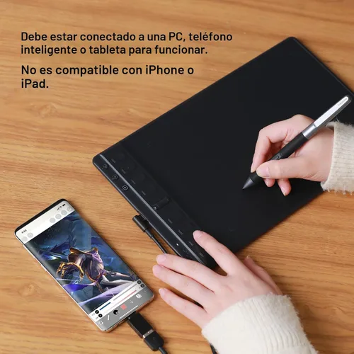 Vista 5 de HUION Inspiroy 2 Tableta de dibujo mediana con rueda de desplazamiento, 9 x Negro