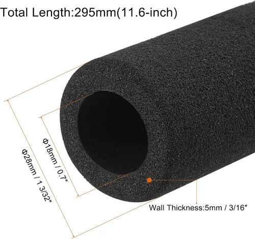 Vista 2 de MECCANIXITY Mangos de tubo de espuma de 0.7 pulgadas (0.709 in) ID 3/16 pulgadas de grosor de pared de 11.6 pulgadas, color negro, antideslizante