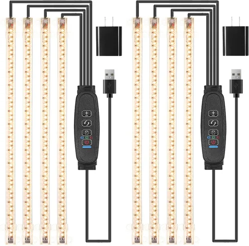 Vista 10 de RWNTAO Lámpara de cultivo de una tira de 2 unidades, tiras de luz LED de espectro completo para plantas de interior con temporizador de encendido