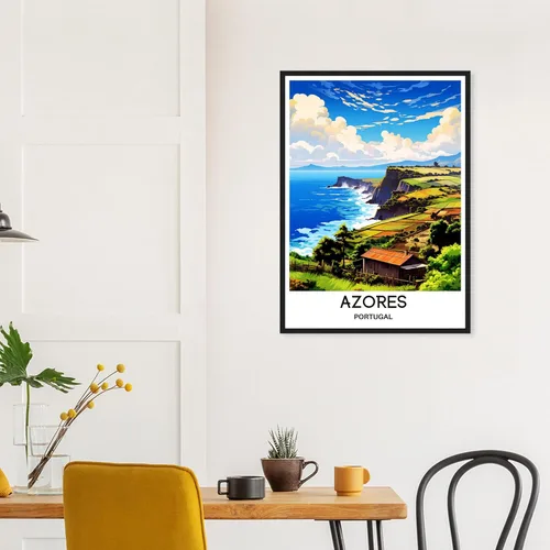 Vista 4 de Póster de viaje de Azores Impresión de viaje Azores Impresión de la isla de las Azores Viajes Azores Arte de pared Azores Pintura Azores Portugal