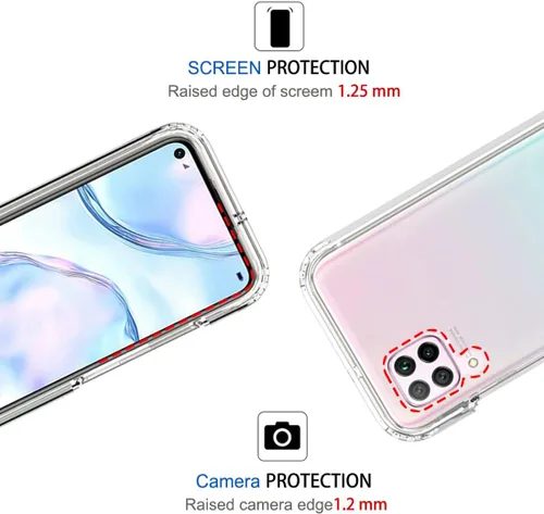 Vista 2 de Funda transparente compatible con P40 Lite 4G/Nova 6 SE/Nova 7i JNY-L21A con protector de pantalla de vidrio templado, bonito protector de cristal a