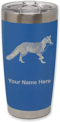 Vista 28 de LaserGram Vaso aislado al vacío de 20 onzas, zorro, grabado personalizado incluido (negro)