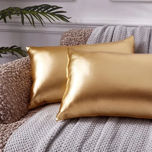 Vista 6 de EUCIOR Almohada Decorativa, Fundas de Almohada de Oro 16x16, Fundas de Almohada Decorativas Modernas Metálicas Brillantes, Fundas de Almohada