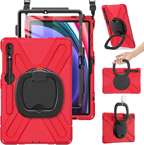 Vista 9 de BRAECN Funda para Samsung Galaxy Tab S10+/S9 FE+/S9+ Plus de 12.4 pulgadas, funda de silicona resistente con protector de pantalla, soporte para S