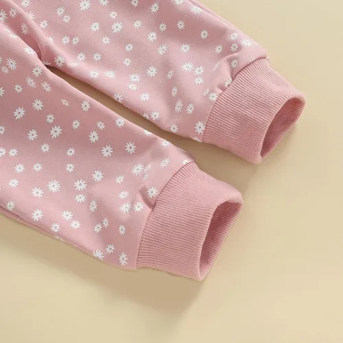 Vista 7 de Ropa para bebé recién nacida, atuendo de margaritas, camiseta de manga larga, pantalones, ropa de otoño e invierno