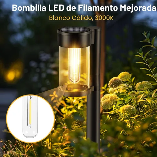 Vista 3 de Mancra Luces solares para caminos al aire libre, paquete de 10 luces solares de metal y vidrio para exteriores, impermeables, para paisaje, camino