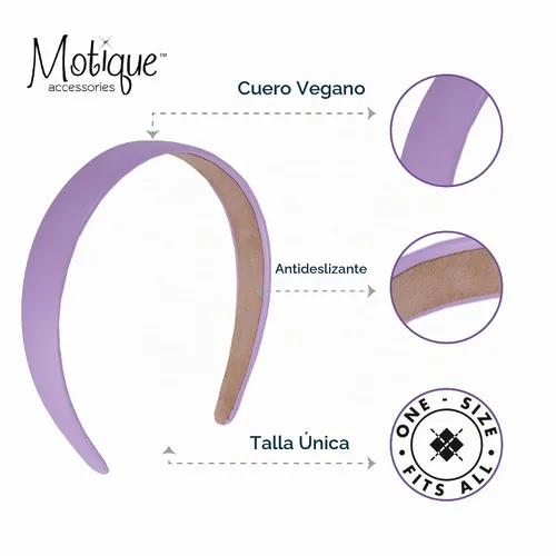 Vista 4 de Motique Accessories Diadema de cuero vegano de 1 pulgada para mujeres y niñas (negro)
