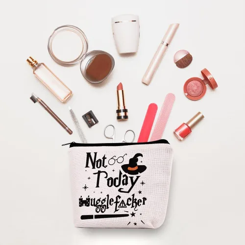 Vista 2 de Magic Wizard - Bolsa de maquillaje divertida con texto en inglés "Not Today", regalo para niñas, hermanas y mujeres