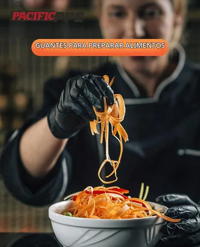 Vista 5 de PACIFIC PPE Guantes desechables de nitrilo negro resistentes de 6 mil, resistentes a productos químicos, seguros para alimentos, sin látex