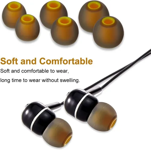 Vista 4 de Brandless Reemplazo de puntas de auriculares (18 piezas, 9 pares S/M/L) gris/amarillo
