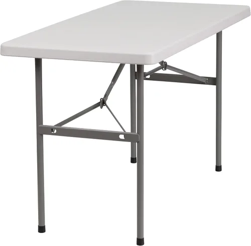 Vista 3 de BizChair Mesa plegable de plástico blanco granito de 4 pies - Mesa plegable para banquetes/eventos
