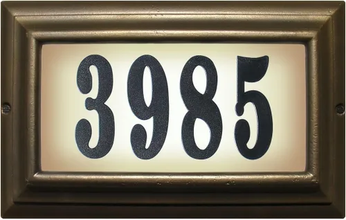 Vista 4 de LTL-1301AC-PN Edgewood - Placa de dirección iluminada grande en color cobre antiguo con números de polímero negro de 4 pulgadas
