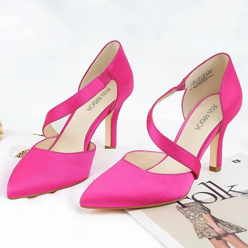 Vista 4 de JENN ARDOR D'Orsay - Zapatos de tacón medio para mujer, tacones de aguja cerrados, punta cerrada, zapatos de fiesta para boda y novia