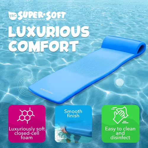 Vista 3 de TRC Recreation Sunsation Thick Foam Pool Float Lounger w/Headrest for Lounging & Sunbathing in Swimming Pools, Beaches & Lakes