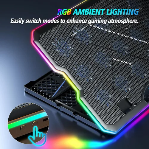 Vista 5 de AIMIUZI Almohadilla de enfriamiento para laptop para juegos, enfriador de laptop con 15 ventiladores silenciosos para portátiles de 12 a 17.3
