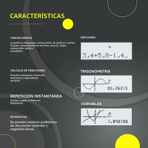 Vista 2 de Calculadora científica TOVO de CATIGA con funciones gráficas, múltiples modos, 360 funciones, pantalla grande, interfaz intuitiva para Negro grafito