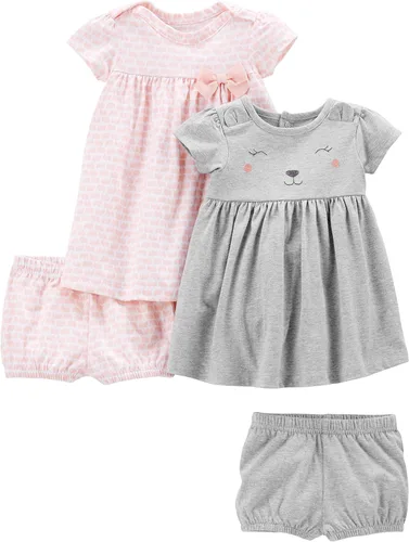 Vista 31 de Simple Joys by Carter's - Conjunto de vestido de manga corta y sin mangas para niña, paquete de 2
