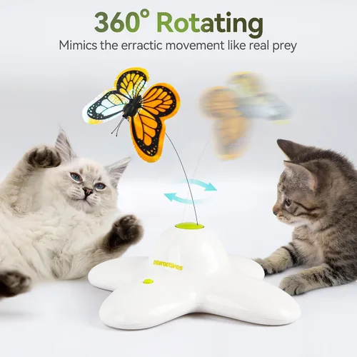 Vista 2 de ALL FOR PAWS 6-Pack Butterfly Refills for Interactive Cat Toy, Replacement Butterflies for Automatic Cat Spinner Toy, Durable Self-Play Butterfly