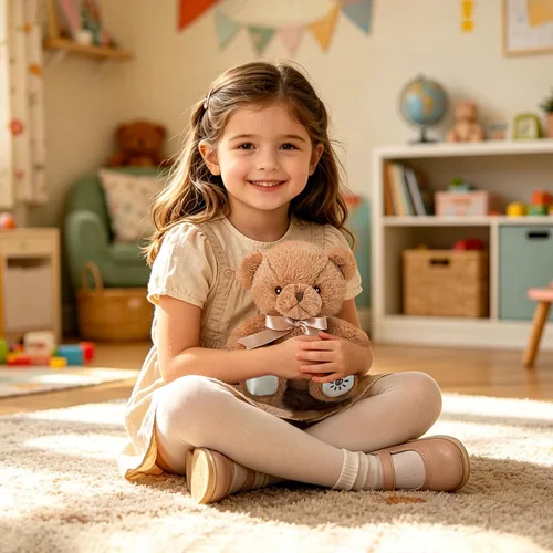 Vista 6 de BSTAOFY Oso de peluche con luz marrón, oso de peluche brillante, juguete de peluche suave para niñas y niños, regalos de cumpleaños, 8 pulgadas