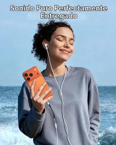 Vista 4 de Adaptador USB C a conector de auriculares de 3.5mm – Dongle de audio HiFi, cable tipo C a auxiliar hembra compatible con iPhone 17/16/15 Pro Max Gris