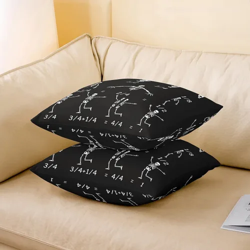 Vista 3 de Manfei Skull Maths Throw Pillow Cover Gothic Style Square Cushion Case Halloween Skeletons Black White Decor Throw Porch Pillows Cases for Couch