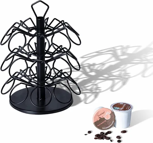 Vista 3 de K-Cup - Almacenamiento de cápsulas de café, soporte para cápsulas de carrusel, almacenamiento para cápsulas K (27 cápsulas-3 niveles)
