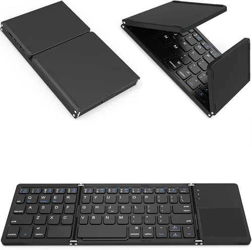 Vista 9 de Teclado inalámbrico plegable delgado compatible con Raspberry Pi 4 Modelo B+ con mouse TOUCHPAD totalmente universal que proporciona 48 horas