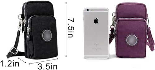 Vista 7 de ZGMYC Bolsa de 3 capas para teléfono celular, bolso de pulsera impermeable deportivo para el hombro, cartera