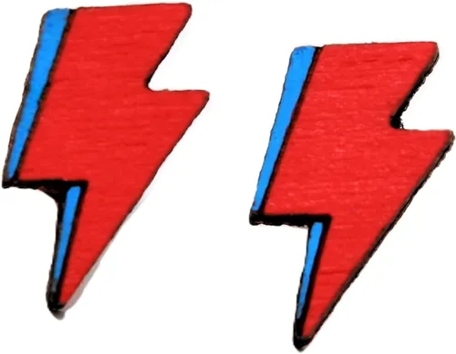 Vista 4 de Tiny Lightning Bolt Stud Earrings Rock Star Bolt Post Earrings