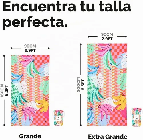 Vista 5 de Dock & Bay Toalla de playa - Secado rápido, sin arena - Compacta, ligera - 100% reciclada - Incluye bolsa - Banana Karma - Extra grande