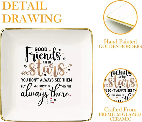 Vista 3 de Nordic Runes Regalos de buena amiga para mujeres, plato de anillo de cerámica, regalo de amistad para mejores amigos. Cumpleaños, Navidad, regalo