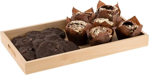 Vista 3 de Bandeja de bambú para servir decoración de bambú – Bandeja de bambú de desayuno anidado de cinco piezas – Bandejas de madera para organizar