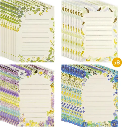 Vista 3 de Juego de 64 hojas de papel de carta estacionaria – A5 lindo estampado de papel de papel de escritorio forrado elegante para escribir letras, álbumes