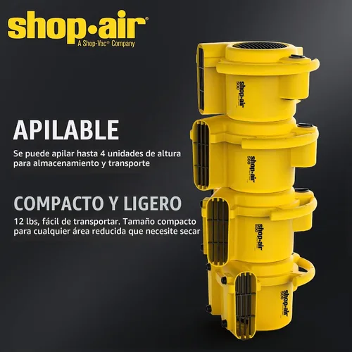 Vista 5 de Shop-Vac 1032005 Professional® 500 Max CFM Air Mover, cable de 12 pies, 3 ajustes de secado, ligero con salidas integradas para múltiples