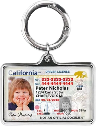 Vista 2 de Tarjeta de identificación de seguridad infantil para niños, licencia de conducir novedosa para niños menores de 12 años Insignias