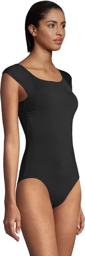 Vista 4 de Lands' End Mastectomy - Traje de baño de una pieza con manga casquillo y control de abdomen resistente al cloro para mujer