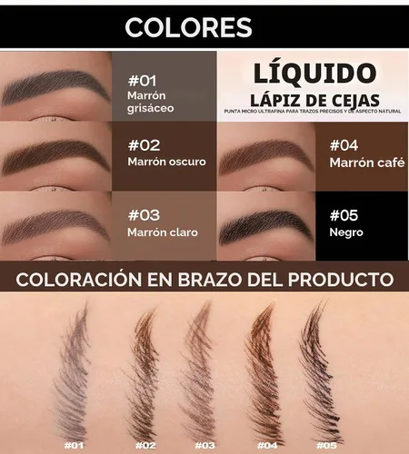 Vista 8 de Lápiz de cejas de agua silvestre extrafino, impermeable y a prueba de manchas, aplicador de punta de fieltro, delineador líquido de alta A #01