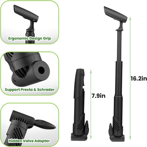 Vista 4 de Teyssor Bolsa de reparación de bicicletas con bomba de neumáticos, kit de herramientas de reparación de neumáticos de bicicleta, bolsa