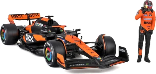 Vista 5 de Bburago 1:24 2024 Carrera McLaren MCL38 con figura, Piastri #81