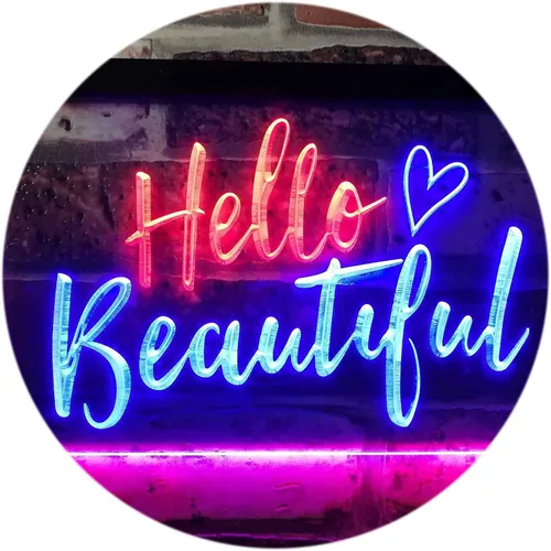 Vista 11 de ADVPRO Hello Beautiful Battling Cancers Support - Letrero de neón LED de doble color, azul y rojo, 12 x 8.5 pulgadas, st6s32-i1177-br azul y Red